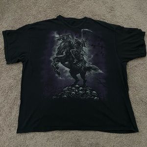 Vintage Mens Grim Reaper Death On Horseback Graphic T-Shirt Black 3XL XXXL